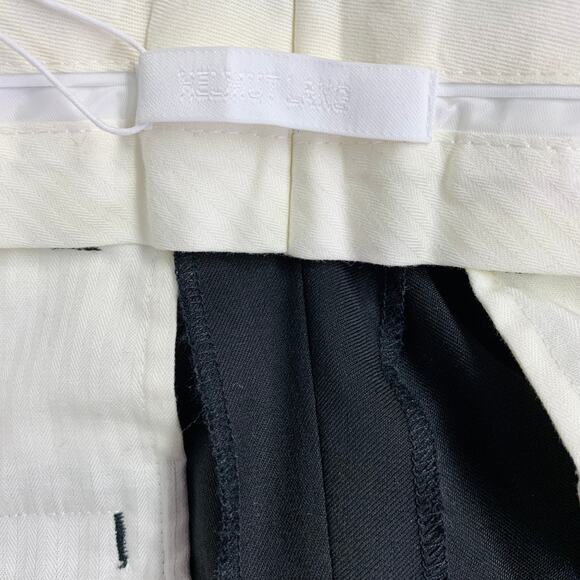 HELMUT LANG Size 6 Seatbelt Black Pink Wool Straight Zip Fly Dress Pants - Picture 7 of 7